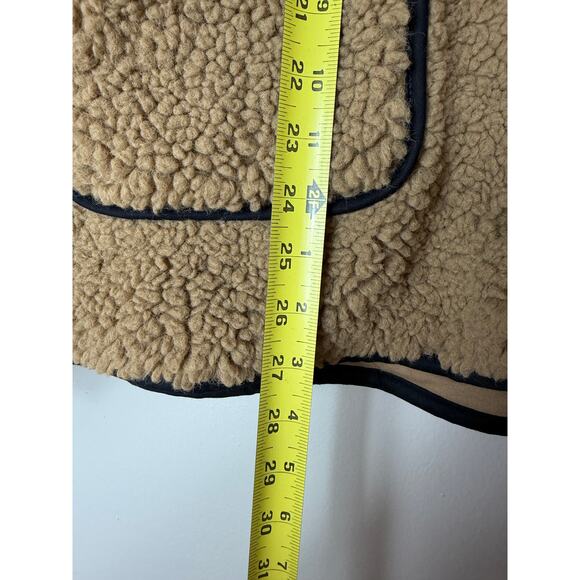 NWT J.CREW JACKET SHERPA BORG BARN CAMEL TAN BLACK LONGLINE MINIMALIST WINTER - Picture 13 of 13